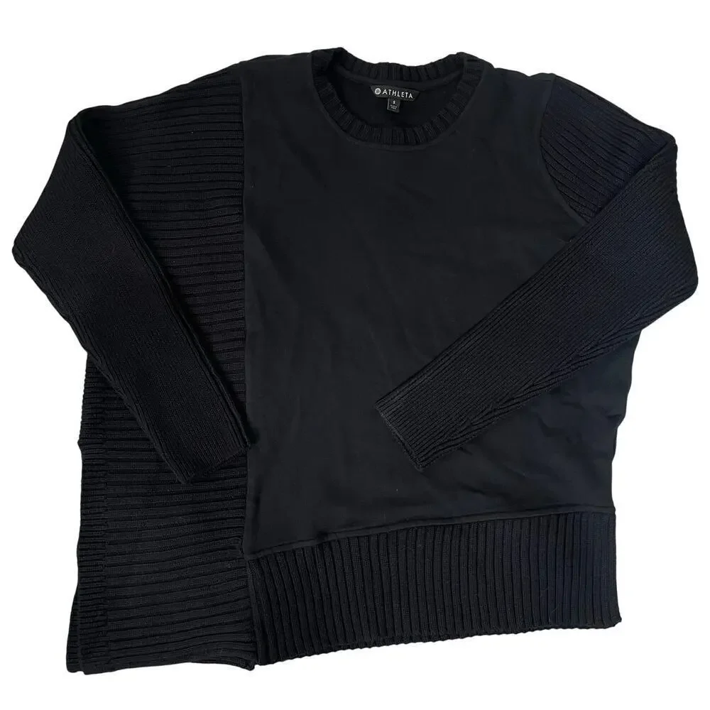 NWT Athleta Black Oversized Chunky Crewneck Sweater Size S